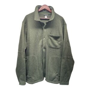Duluth Men's 2XL Green Fleece‎ Jacket Snap Closure Zip Pockets Light